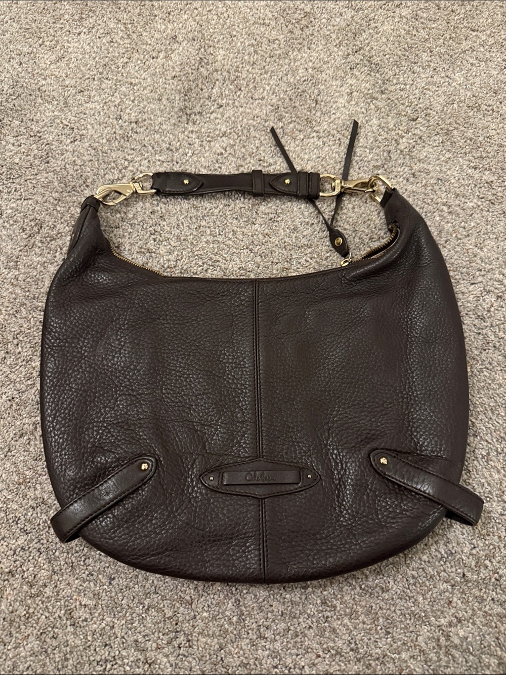 Cole Haan Village hobo bag dark brown pebbled leather
